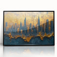 Framed abstract landscape wall art featuring vibrant colors and unique textures, showcased in a sleek black frame, ideal for modern decor. Perfect for enhancing living spaces.