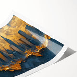 Abstract landscape wall art print featuring vibrant colors and fluid shapes, ideal for modern home decor, rolled and ready for easy framing or display.