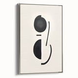 Abstract minimalist wall art featuring a silver-framed canvas with a geometric design, showcasing a side view that highlights its sleek modern aesthetic.