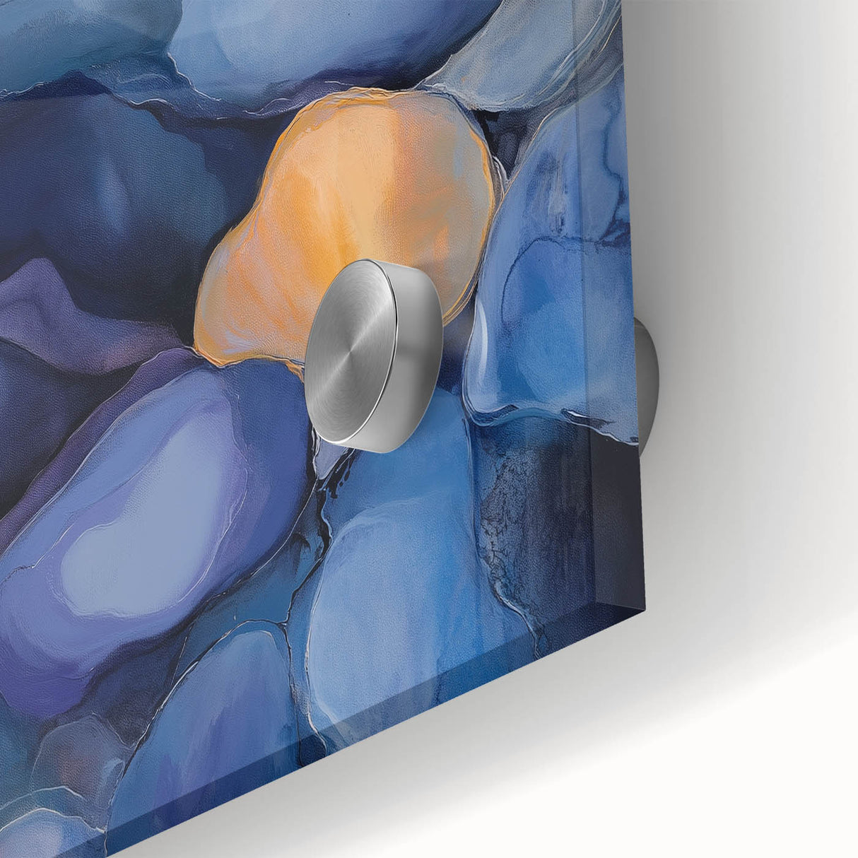 Colorful Abstract Wall Art – Dreamy Stones in Blue and Gold