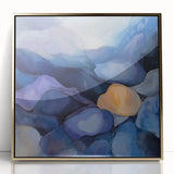 Colorful Abstract Wall Art – Dreamy Stones in Blue and Gold