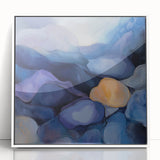 Colorful Abstract Wall Art – Dreamy Stones in Blue and Gold
