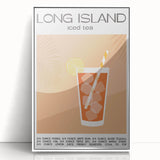 Mid-century modernist art depicting various fruits in vibrant colors on a white acrylic framed poster.