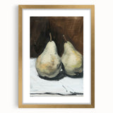 Extra large abstract art print featuring textured fruit designs in warm gold tones, framed with mat.