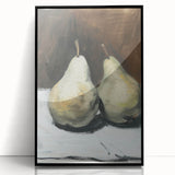 Large abstract wall art featuring an assortment of fruits in vibrant colors on a framed acrylic.