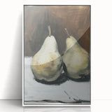 Art deco poster featuring assorted fruits in bold colors on white acrylic, ideal for nursery wall art.