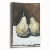 Framed canvas landscape art featuring colorful fruits and vegetables on a black background, ideal for kitchen decor.