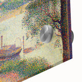 Gray Weather by Seurat: Serene Pointillist River Landscape Wall Art