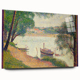 Gray Weather by Seurat: Serene Pointillist River Landscape Wall Art