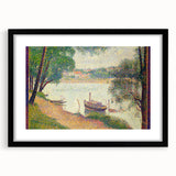Gray Weather by Seurat: Serene Pointillist River Landscape Wall Art