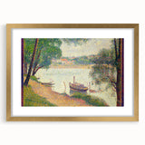Gray Weather by Seurat: Serene Pointillist River Landscape Wall Art