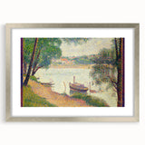 Gray Weather by Seurat: Serene Pointillist River Landscape Wall Art