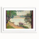 Gray Weather by Seurat: Serene Pointillist River Landscape Wall Art