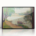 Gray Weather by Seurat: Serene Pointillist River Landscape Wall Art