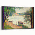 Gray Weather by Seurat: Serene Pointillist River Landscape Wall Art