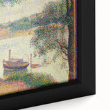 Gray Weather by Seurat: Serene Pointillist River Landscape Wall Art