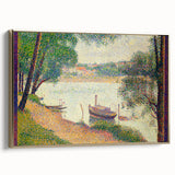 Gray Weather by Seurat: Serene Pointillist River Landscape Wall Art