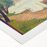 Gray Weather by Seurat: Serene Pointillist River Landscape Wall Art
