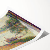 Gray Weather by Seurat: Serene Pointillist River Landscape Wall Art