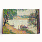 Gray Weather by Seurat: Serene Pointillist River Landscape Wall Art