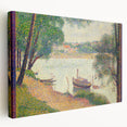 Gray Weather by Seurat: Serene Pointillist River Landscape Wall Art