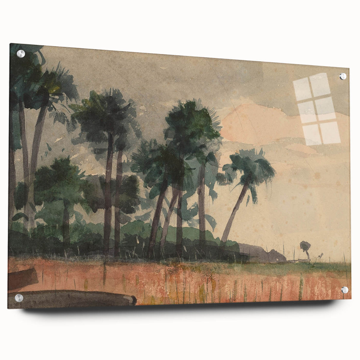 Realism Art Prints - Serene Palm Trees Landscape on Canvas and Acrylic