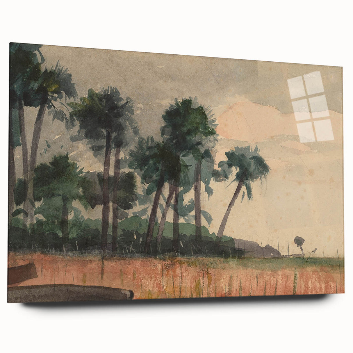 Realism Art Prints - Serene Palm Trees Landscape on Canvas and Acrylic