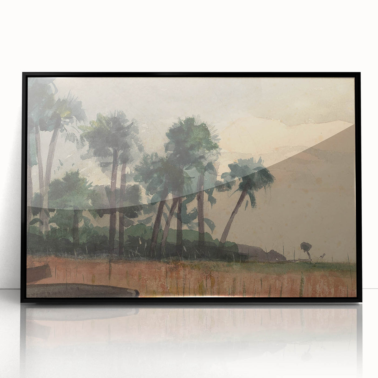 Realism Art Prints - Serene Palm Trees Landscape on Canvas and Acrylic