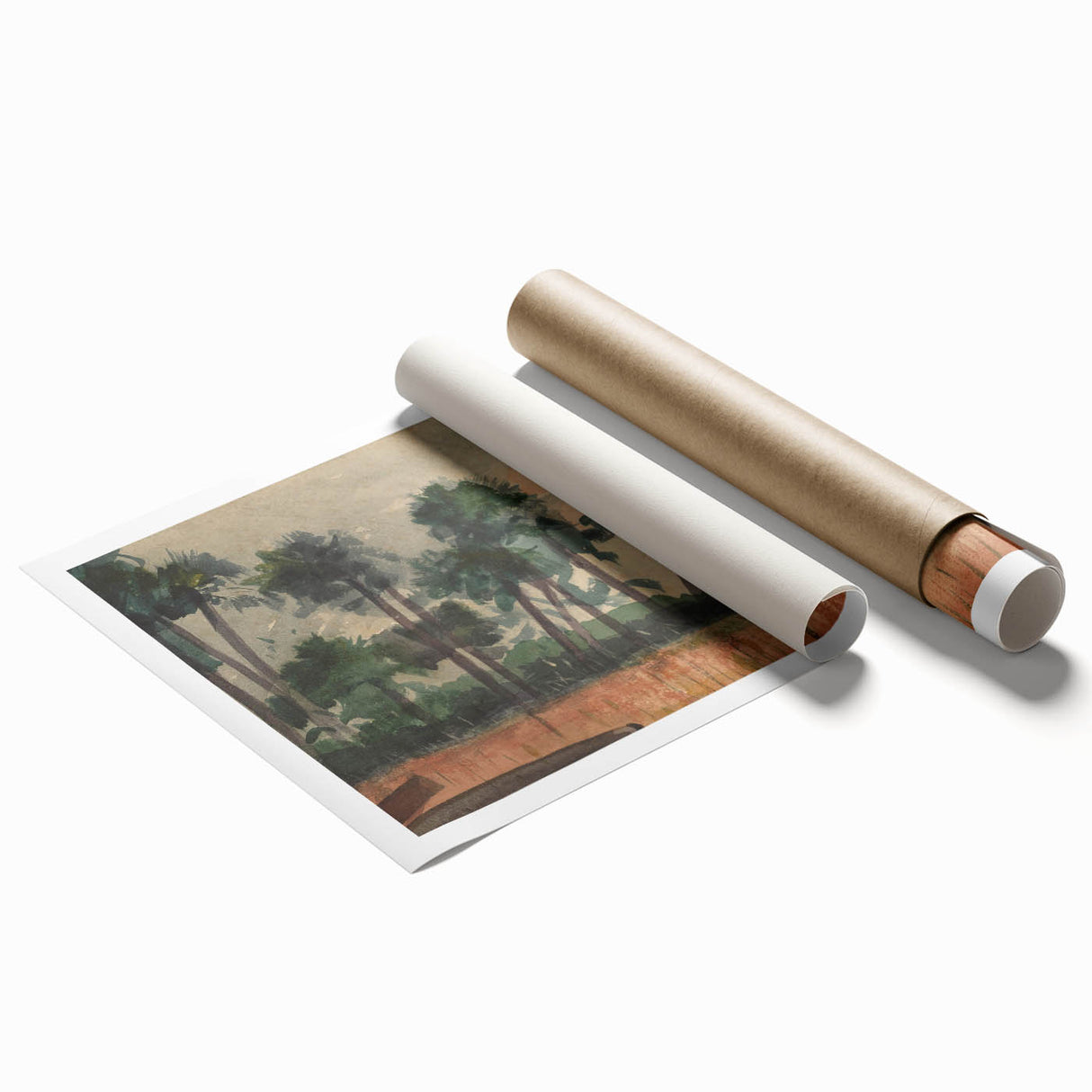 Realism Art Prints - Serene Palm Trees Landscape on Canvas and Acrylic