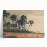Realism Art Prints - Serene Palm Trees Landscape on Canvas and Acrylic