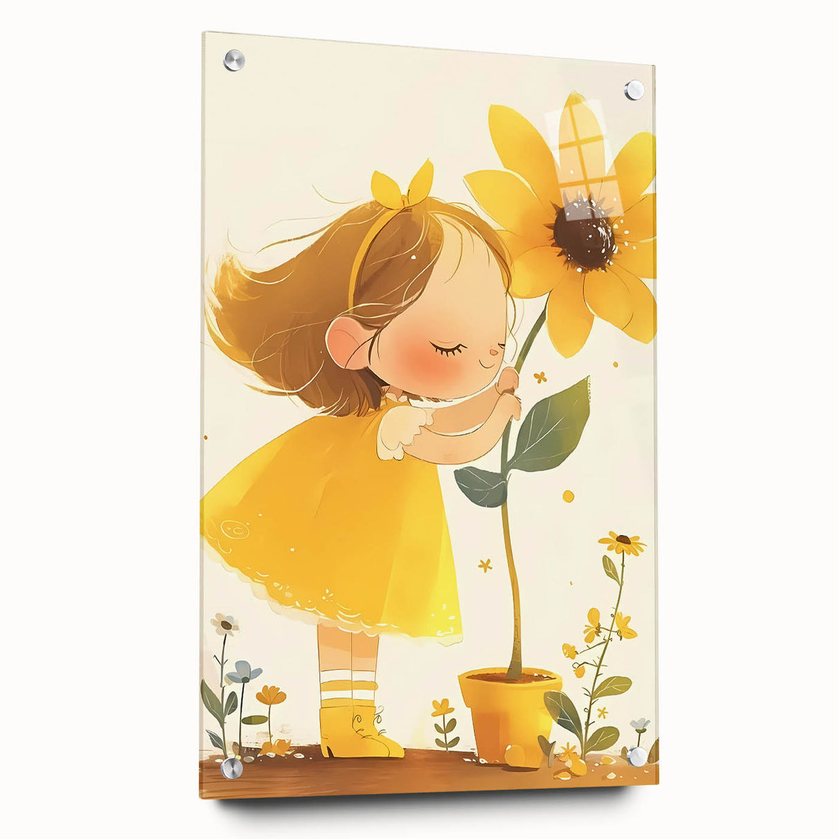 Sunflower Girl Nursery Art for Kids - Girls Bedroom Art