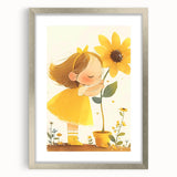 Sunflower Girl Nursery Art for Kids - Girls Bedroom Art