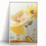 Sunflower Girl Nursery Art for Kids - Girls Bedroom Art