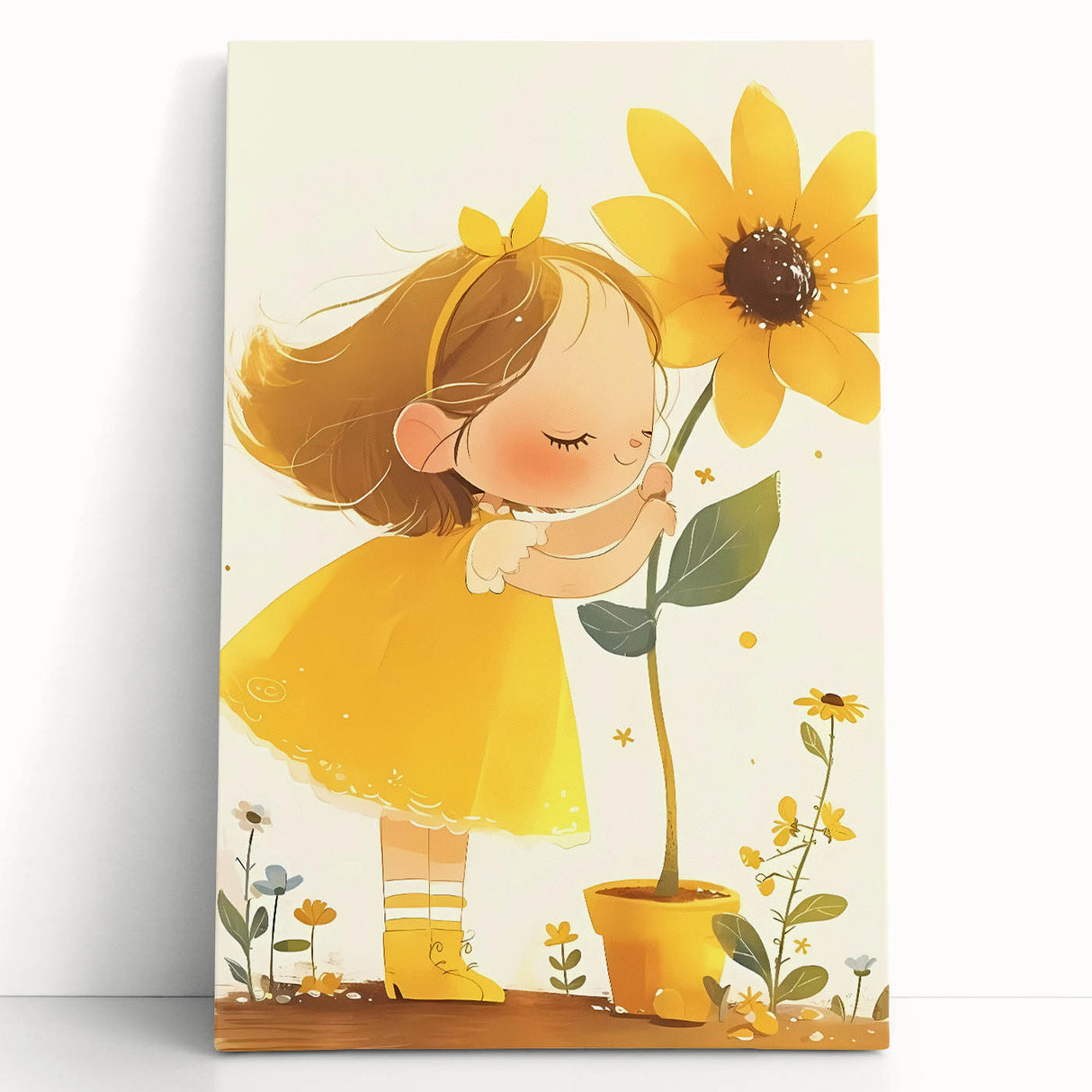 Sunflower Girl Nursery Art for Kids - Girls Bedroom Art