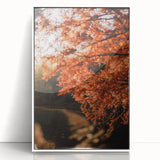 Art deco poster featuring an autumnal scene with orange and brown tones on white acrylic, ideal for nursery wall decor.