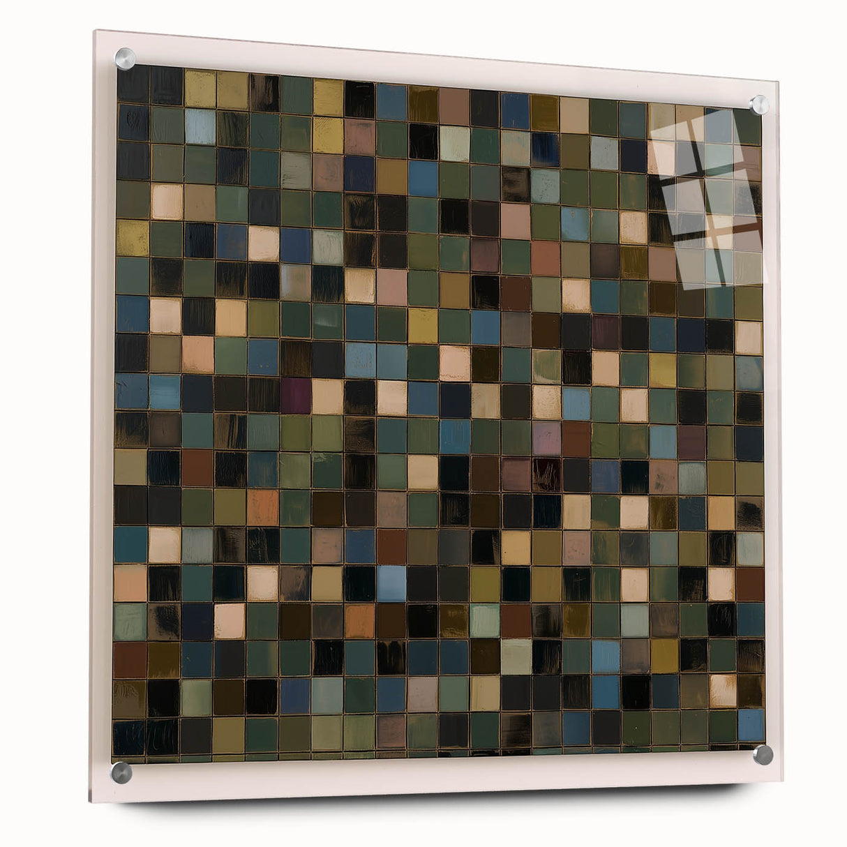 Rustic Mosaic Living Room Wall Art - Modern Abstract Canvas Print