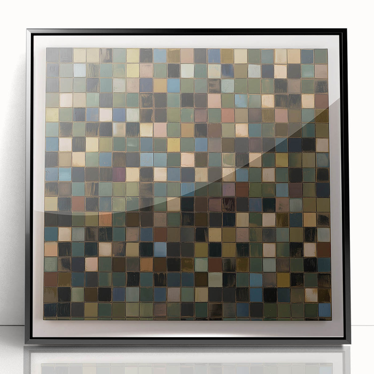 Rustic Mosaic Living Room Wall Art - Modern Abstract Canvas Print