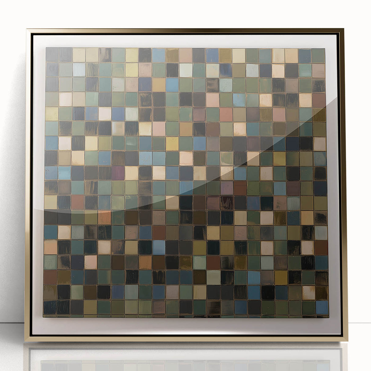 Rustic Mosaic Living Room Wall Art - Modern Abstract Canvas Print