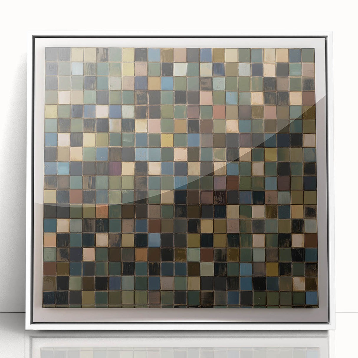Rustic Mosaic Living Room Wall Art - Modern Abstract Canvas Print
