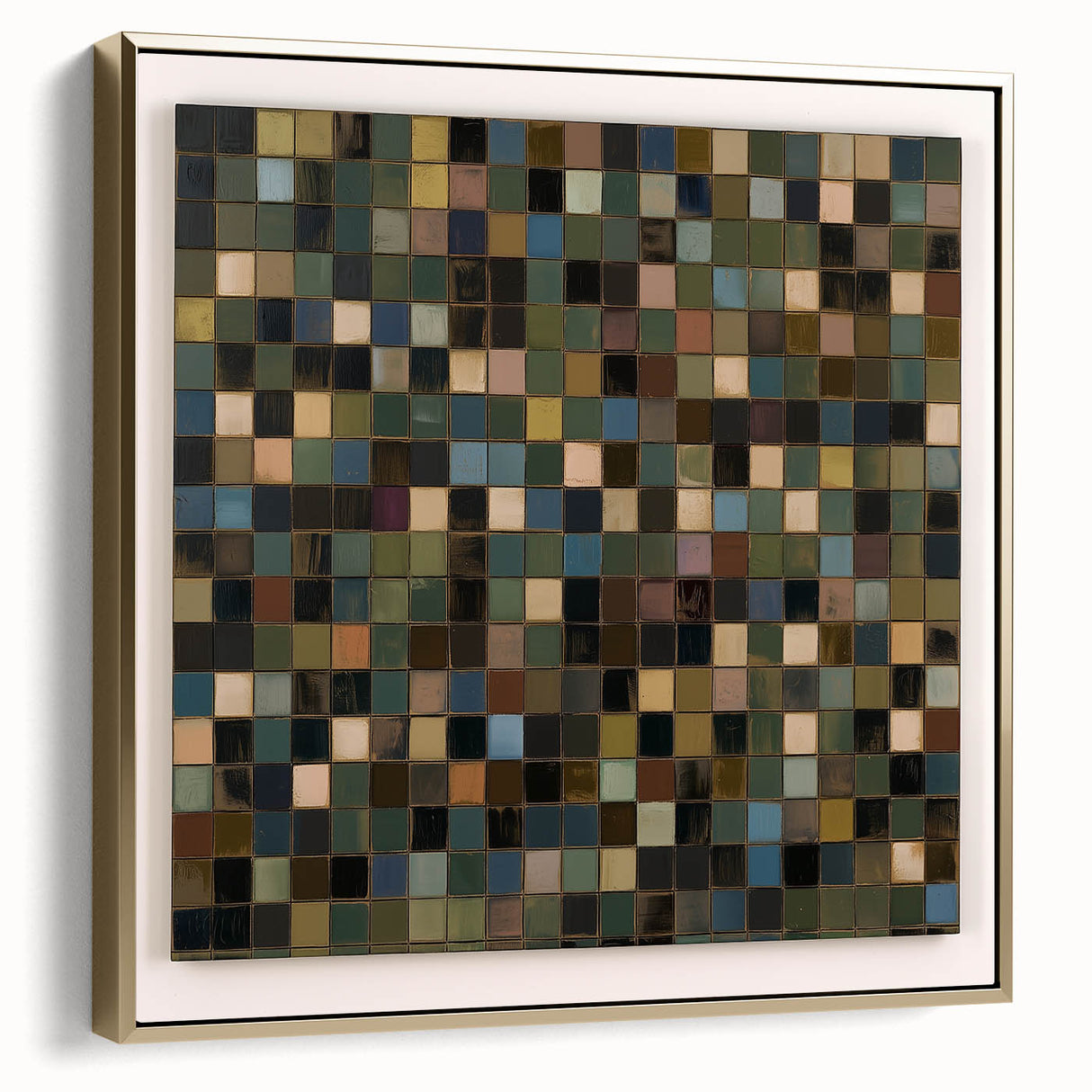 Rustic Mosaic Living Room Wall Art - Modern Abstract Canvas Print