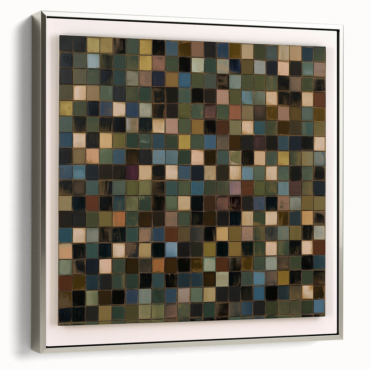 Rustic Mosaic Living Room Wall Art - Modern Abstract Canvas Print