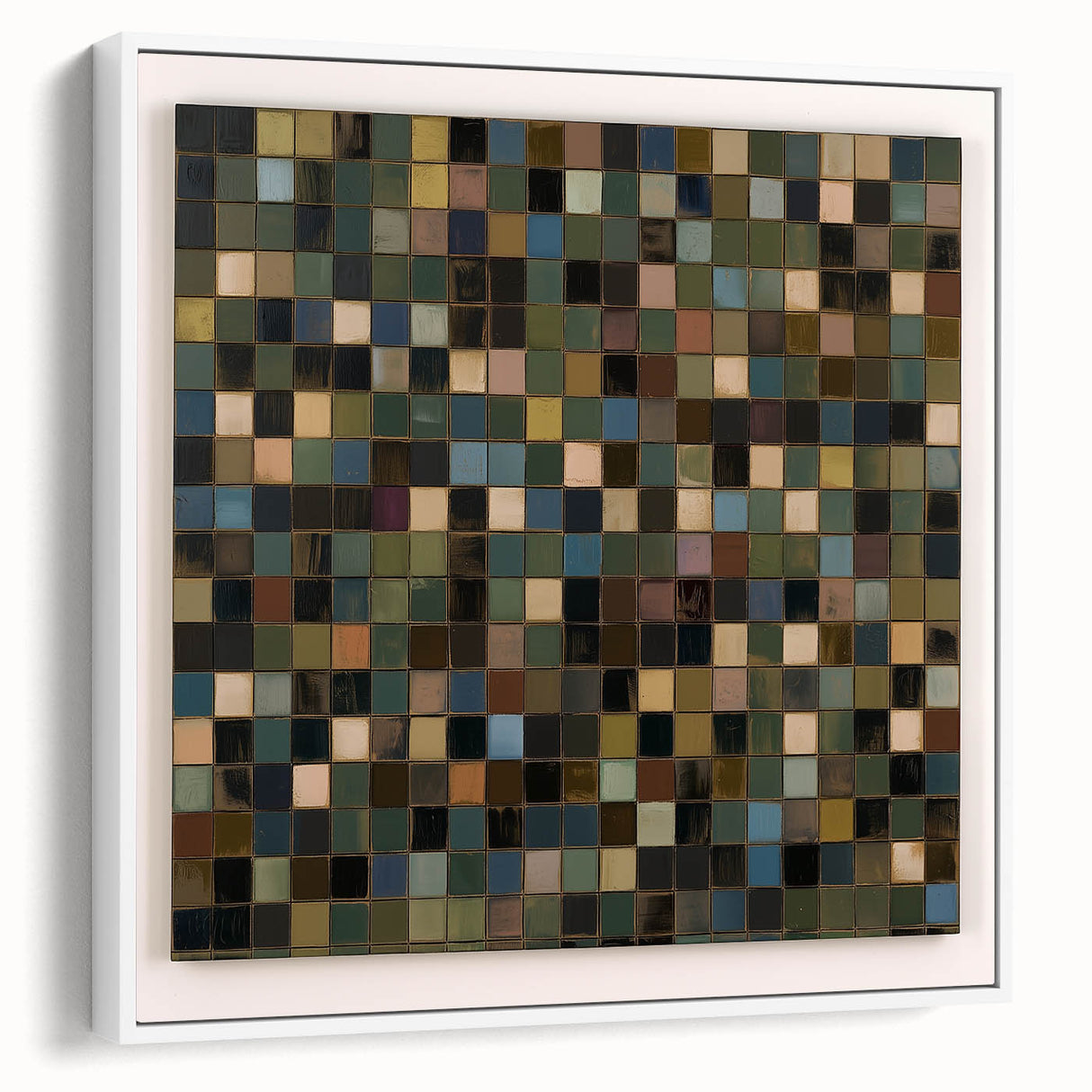 Rustic Mosaic Living Room Wall Art - Modern Abstract Canvas Print