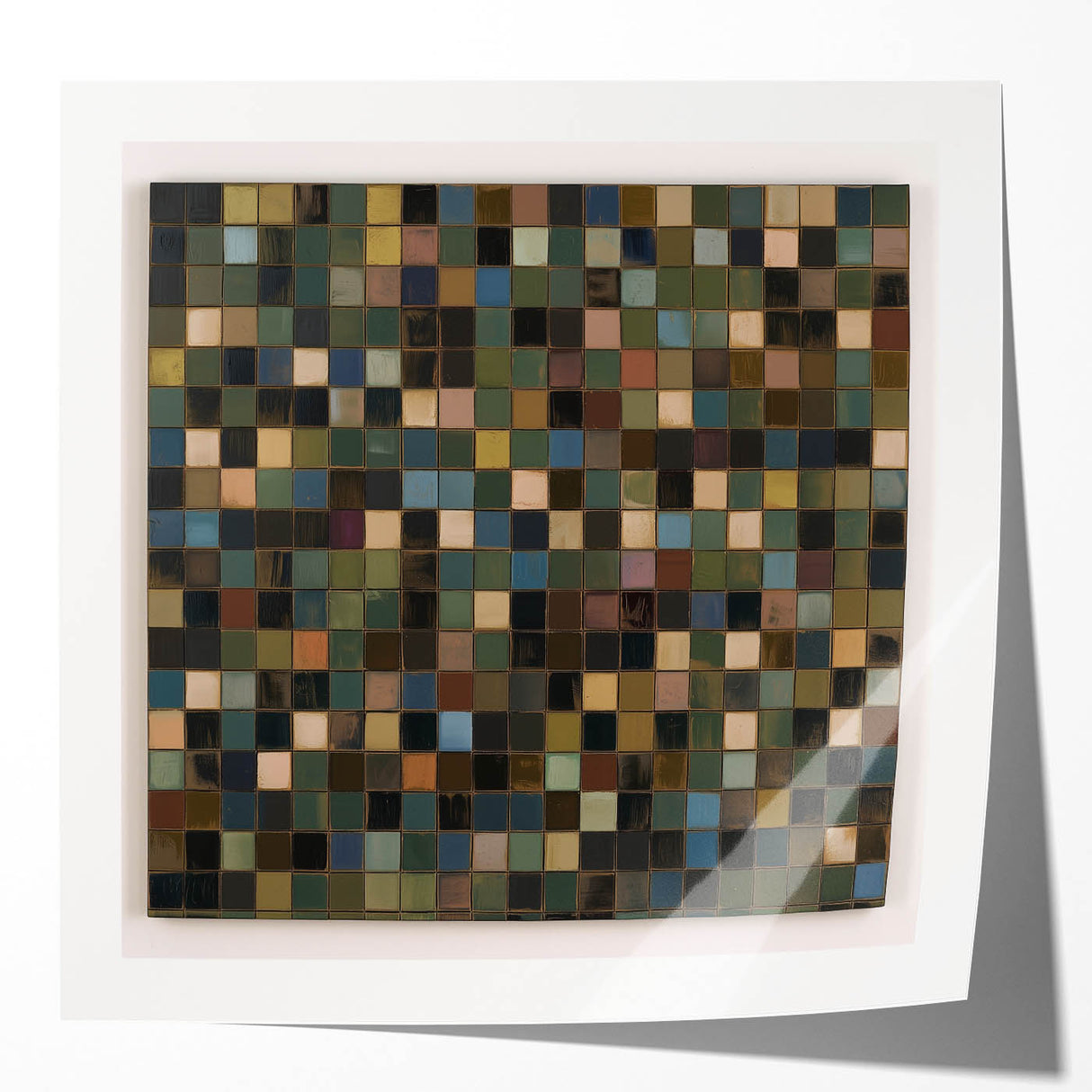 Rustic Mosaic Living Room Wall Art - Modern Abstract Canvas Print