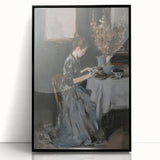 Abstract figurative art piece framed in black acrylic, showcasing vibrant colors and dynamic shapes, perfect for modern home decor or art collection.