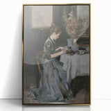 Framed abstract figurative artwork with gold accents, showcasing a contemporary design. The piece features vibrant colors and dynamic shapes, perfect for modern decor. Ideal for adding a touch of elegance to any space, this acrylic wall art captivates viewers with its unique aesthetic.