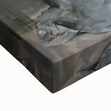 Close-up of an abstract figurative stretched canvas artwork featuring vibrant colors and intricate details, ideal for modern home decor or art enthusiasts.