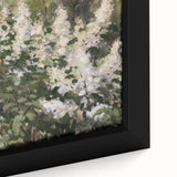 Close-up of an abstract floral framed canvas showcasing vibrant colors and intricate details, perfect for enhancing modern home decor and artistic spaces.