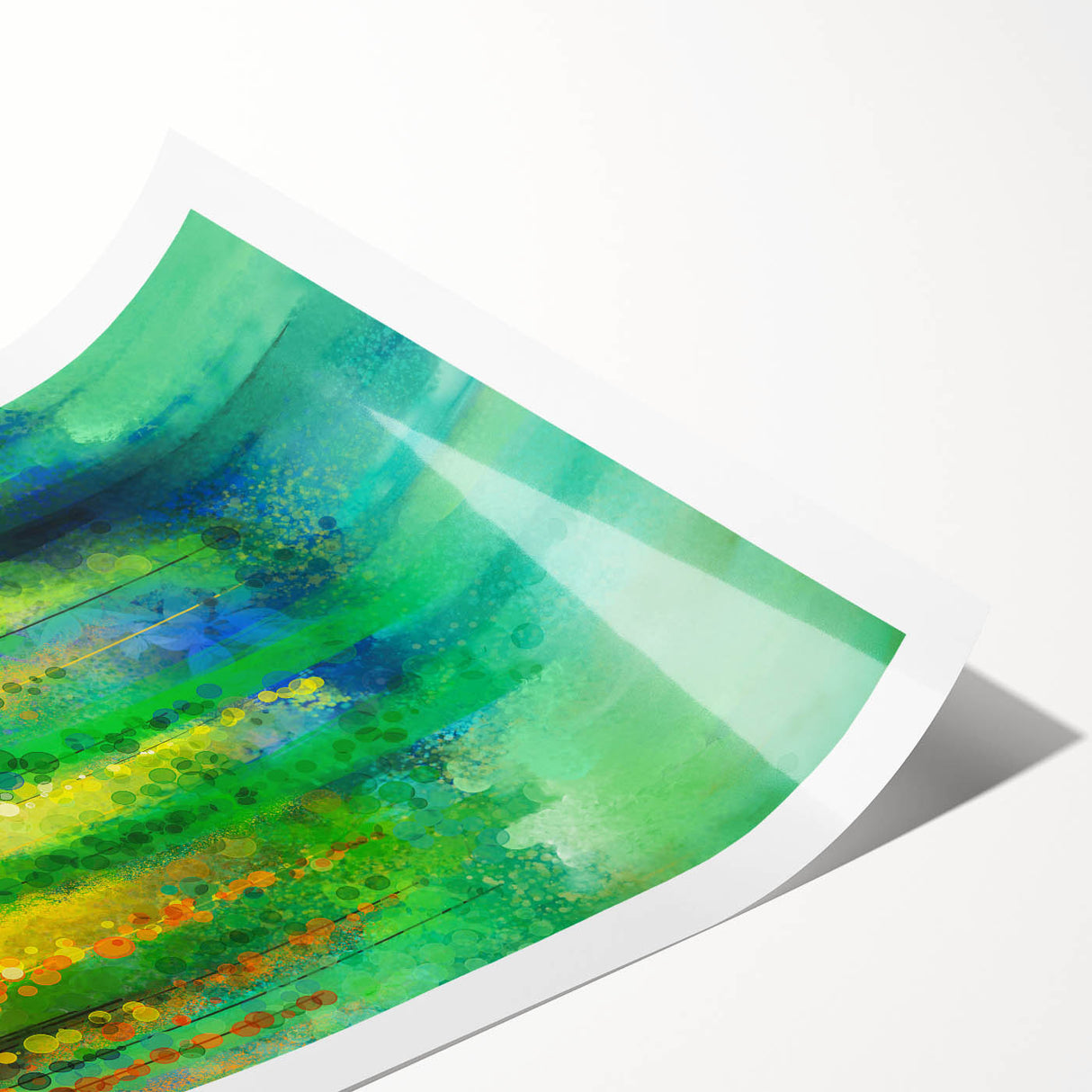 Abstract floral design rolled canvas print showcasing vibrant colors and intricate patterns, elegantly packaged in a protective cardboard tube for easy handling and display.