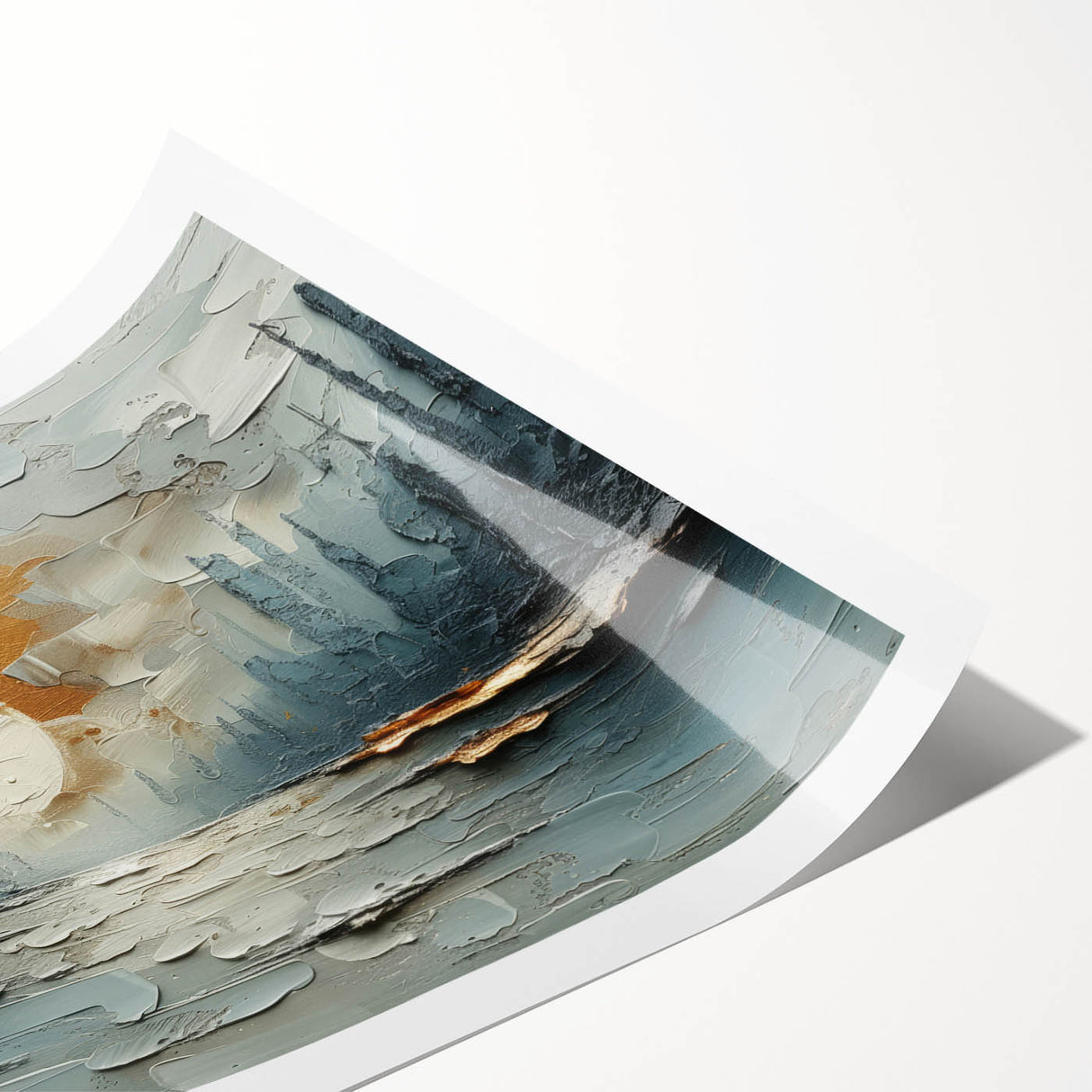 Abstract landscape wall art print showcasing vibrant colors and geometric patterns, rolled and ready for display. Perfect for modern home decor and art enthusiasts.