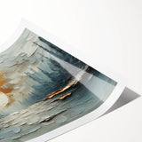 Abstract landscape wall art print showcasing vibrant colors and geometric patterns, rolled and ready for display. Perfect for modern home decor and art enthusiasts.